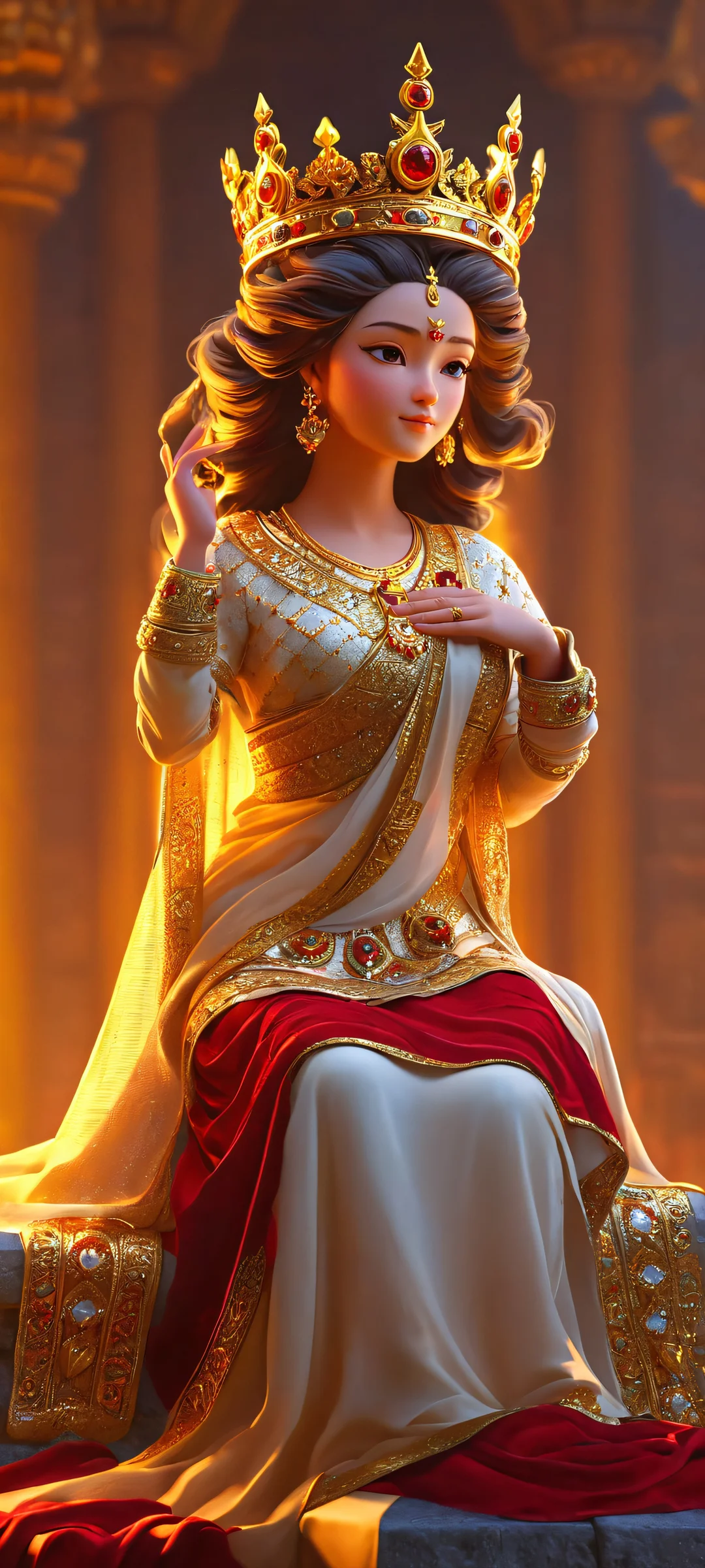 iPhone/Android vertical wallpaper featuring a stunning gothic masterpiece with golden crown and deep crimson tones.