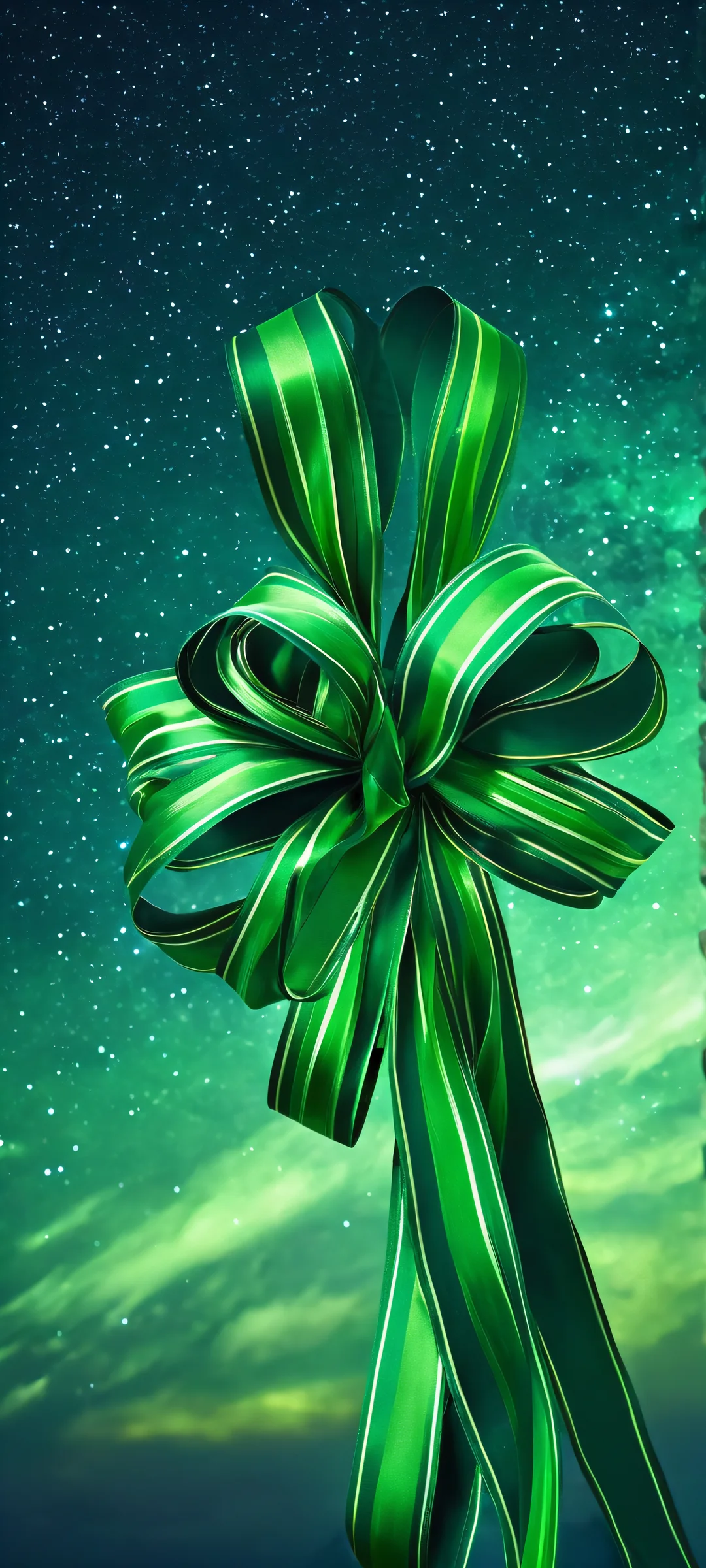Stunning green ribbons against a starry night sky, perfectly optimized for iPhone/Android home screens.