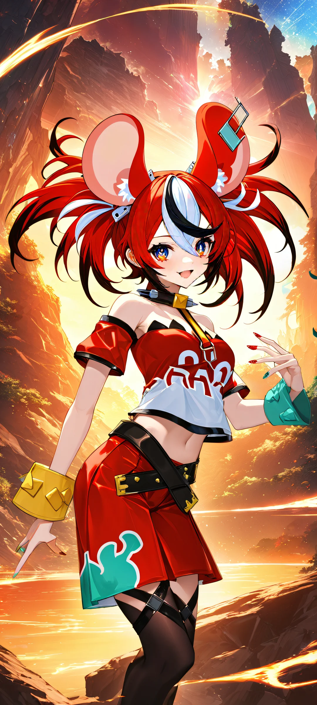 Hakos Baelz's Enchanted Realm Lock Screen for iOS & Android Virtual YouTuber Hakos Baelz in a fantasy setting with painted nails and mouse ears, dramatic lighting and red accents. Perfectly optimized for iPhone, Samsung Galaxy, and Android home screens.