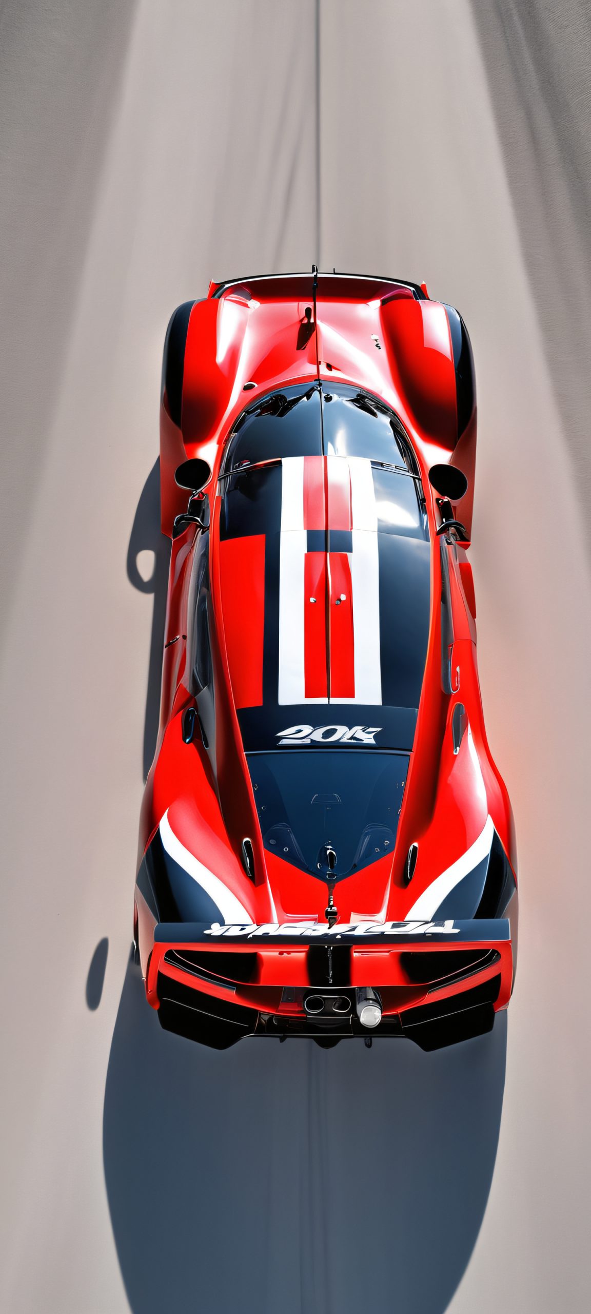 Racing car speeding down a sunny track on an iPhone/Android