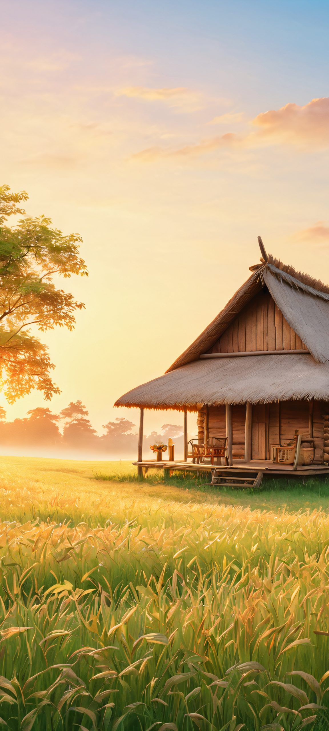 hut field watercolor wallpaper scaled