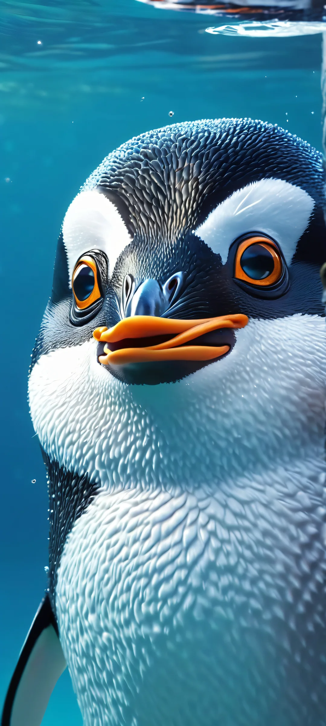 Penguin-Cat-Fish Hybrid, a mesmerizing mobile wallpaper for iPhone and Android devices, showcasing nature's resilience in stunning hyperrealism.