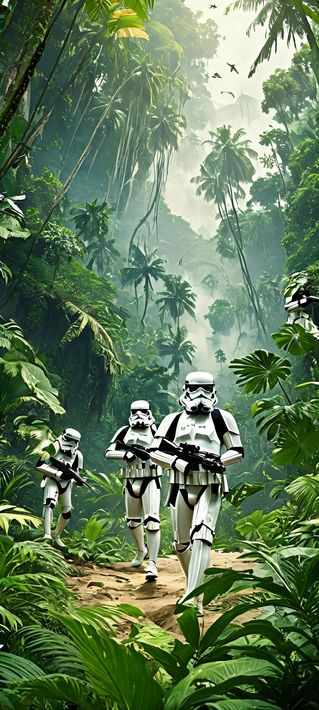 Stormtroopers on a dynamic jungle mission for iPhone and Android mobile devices.