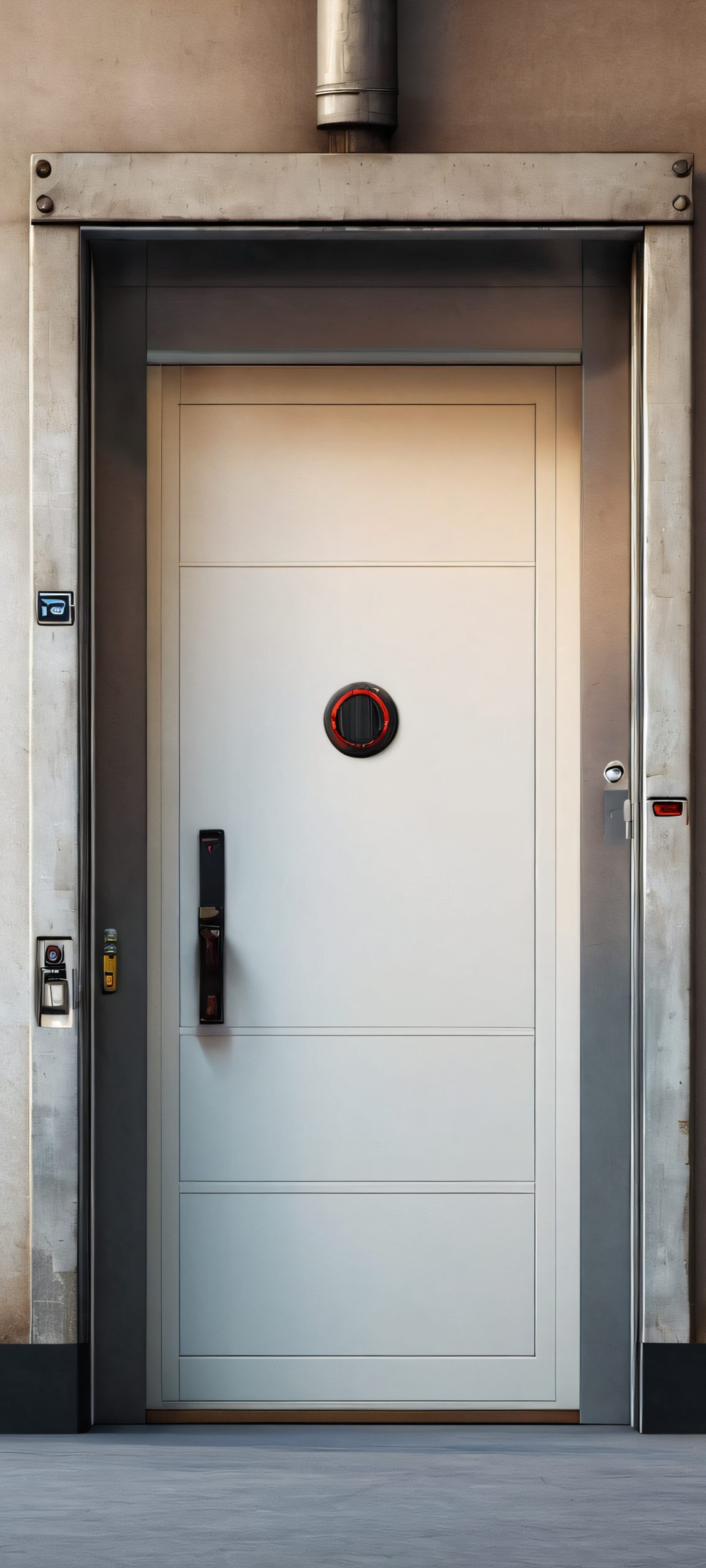 Industrial door factory background, perfect for iPhone or Android home screens.