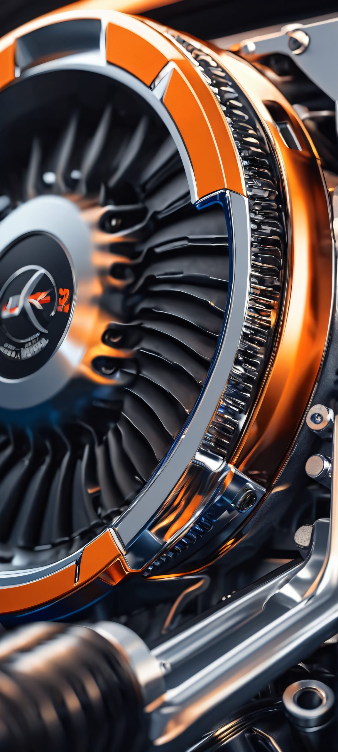 High-quality image of a car engine on a black background, perfectly optimized for iPhone and Android devices.