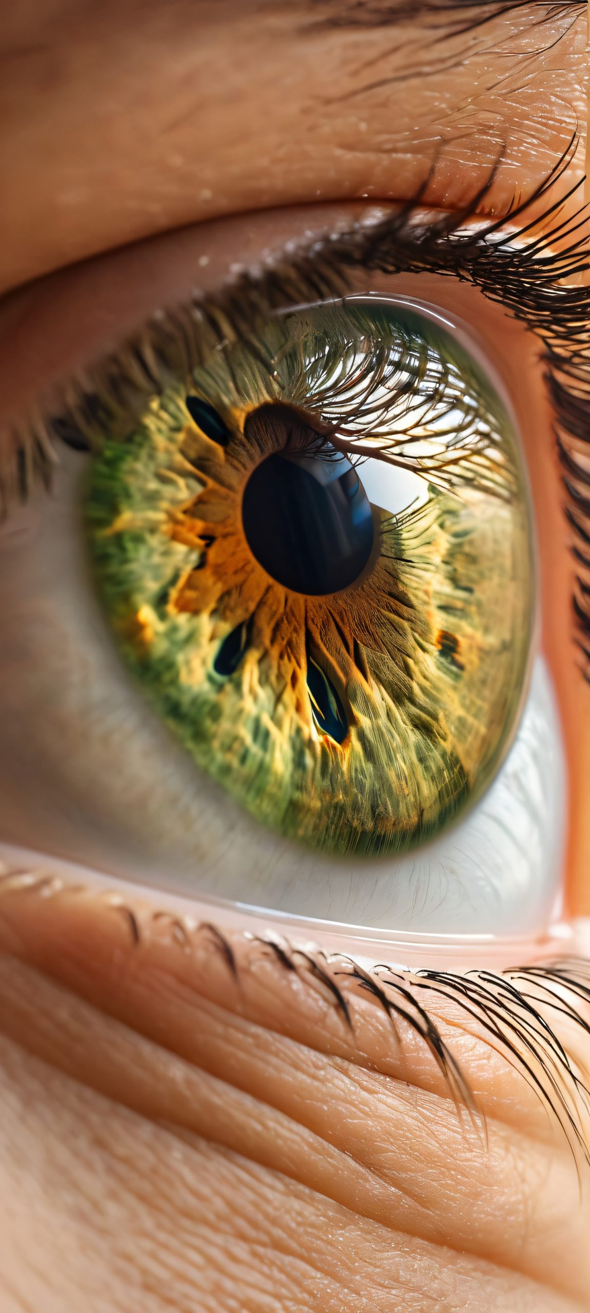 A serene iPhone/Android wallpaper of an intimate forest scene featuring lush green and brown tones. Perfect for your mobile phone home screen.