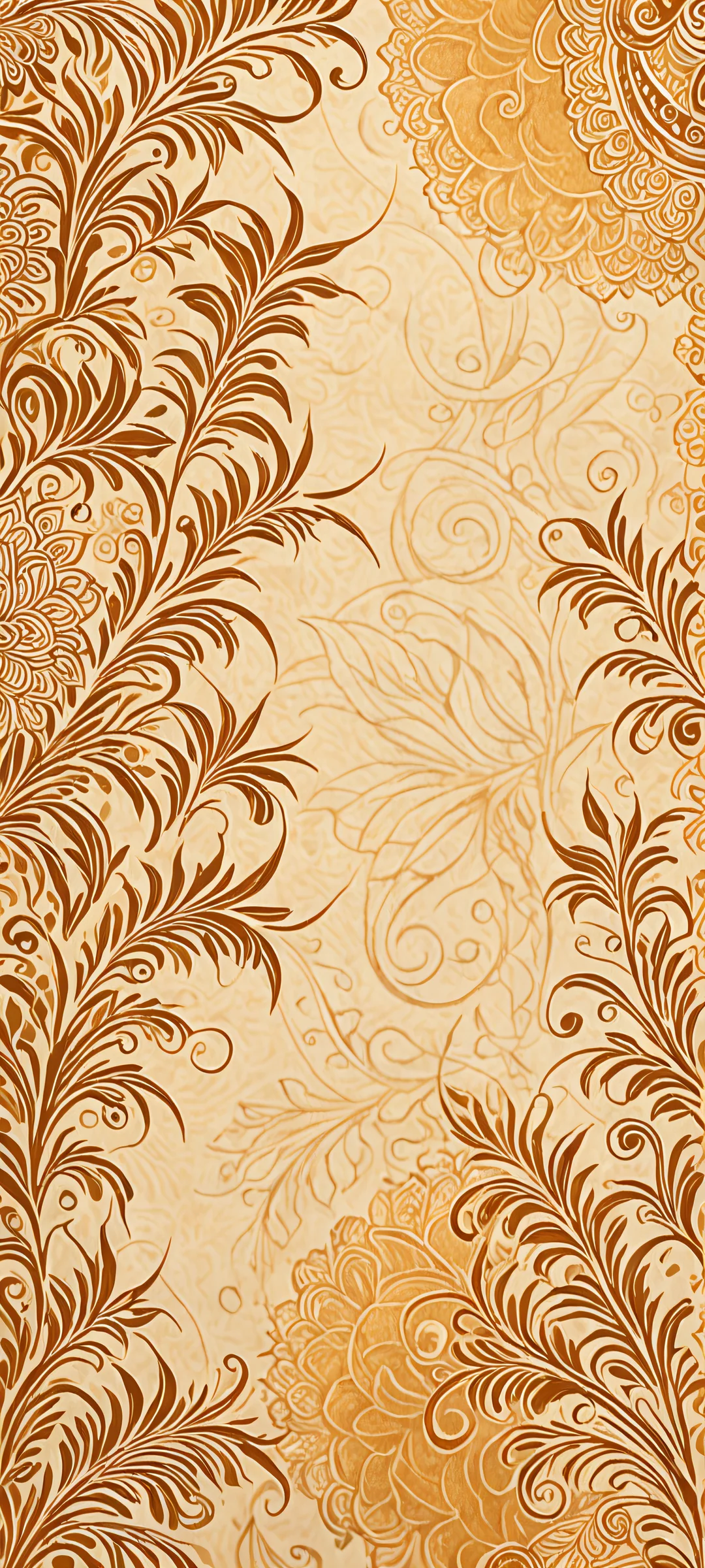 Beautiful abstract design featuring intricate linework and expressive contrasts on a rice paper background with sepia and henna influences, perfectly optimized for iPhone and Android home screens.