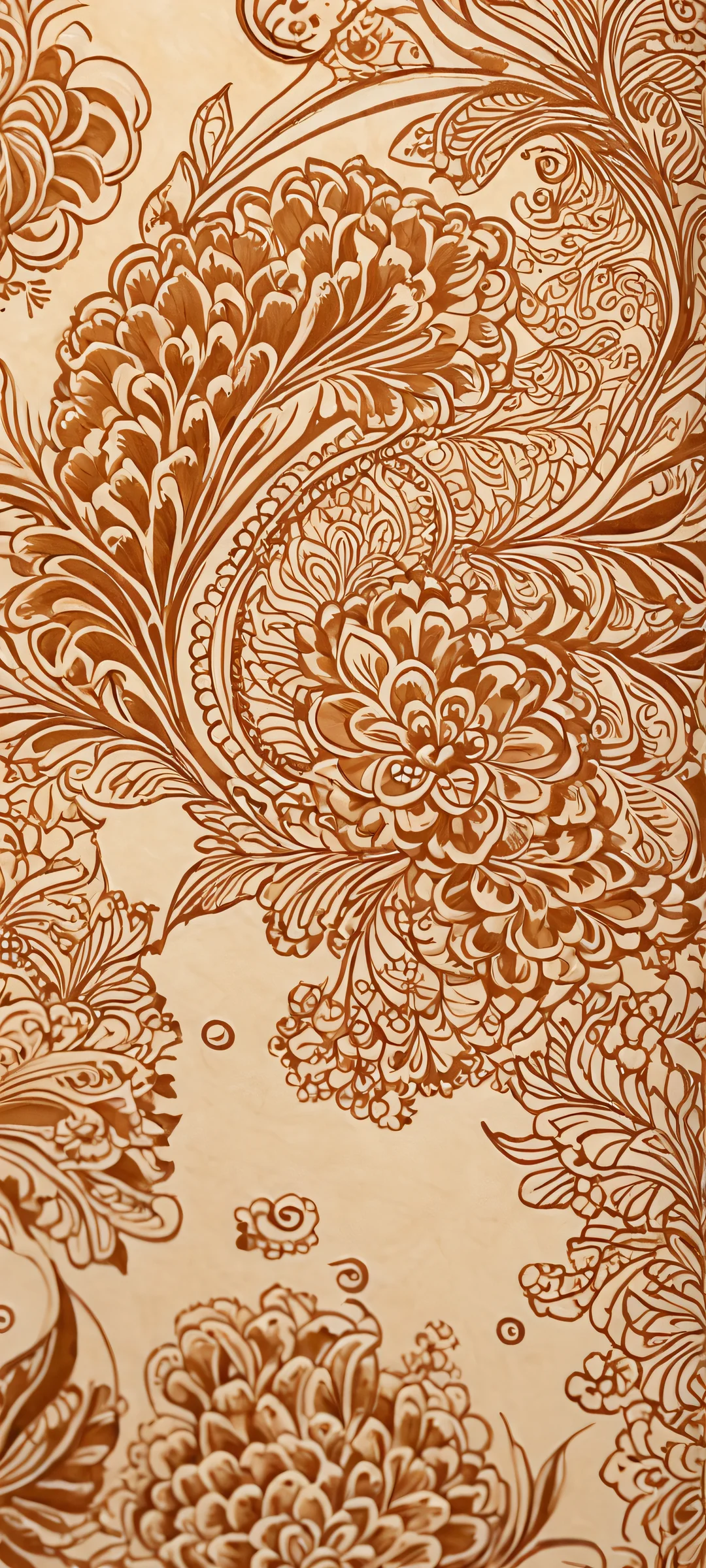 Beautiful henna-inspired design on a sepia-toned background, perfectly suited for iPhone/Android home screens.