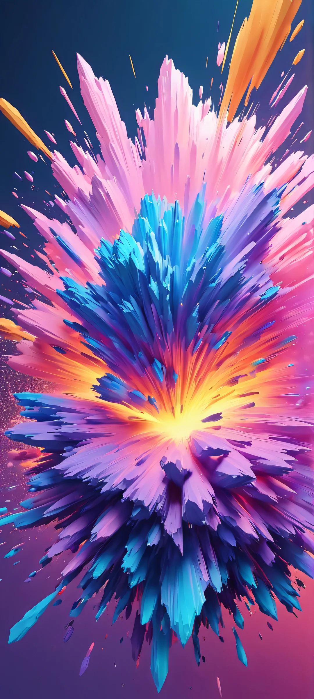 iPhone and Android compatible explosion mobile wallpaper with iridescent colors, perfect for your phone's home screen.