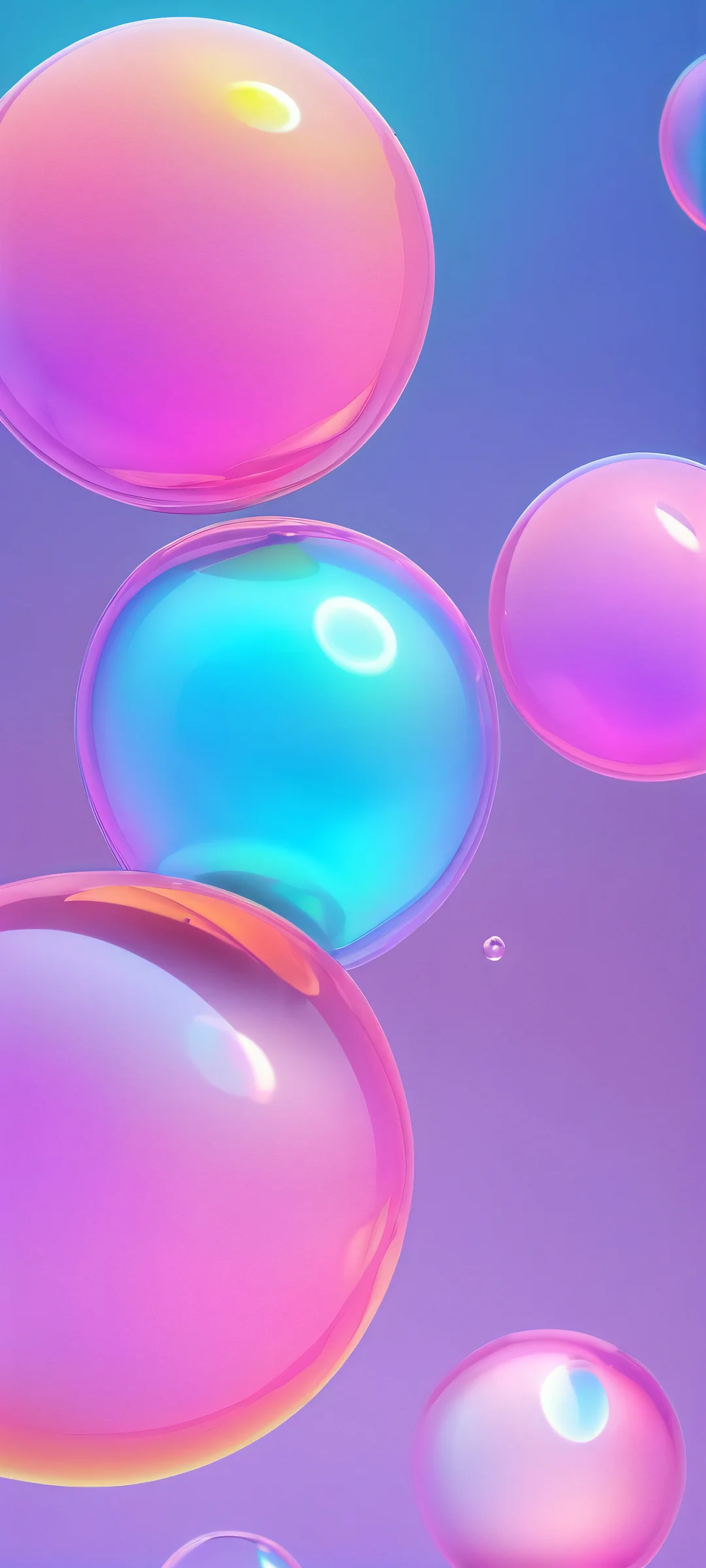 Breathtaking mobile wallpaper featuring iridescent bubbles against a dark background, perfect for iPhone and Android devices.
