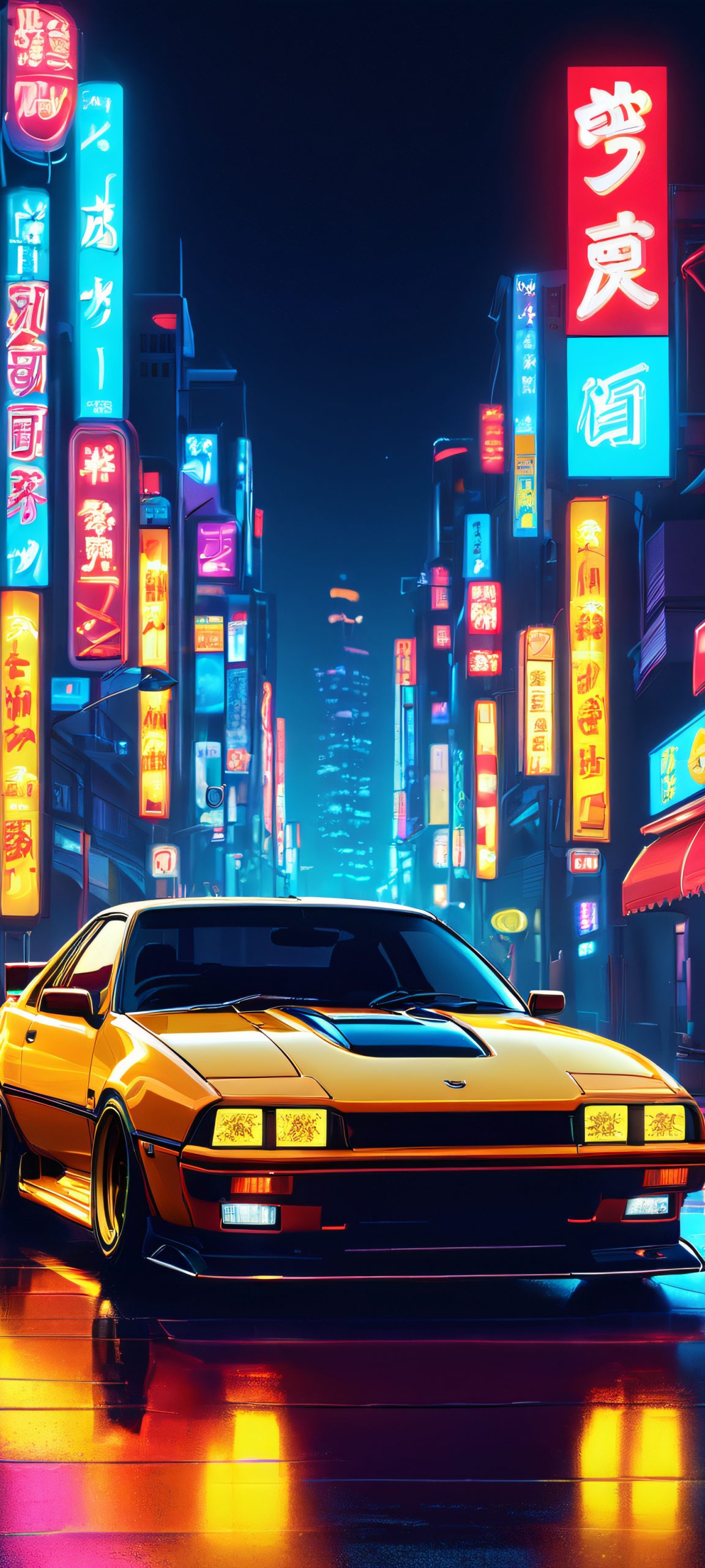 jdm car night neon street cityscape at night scaled