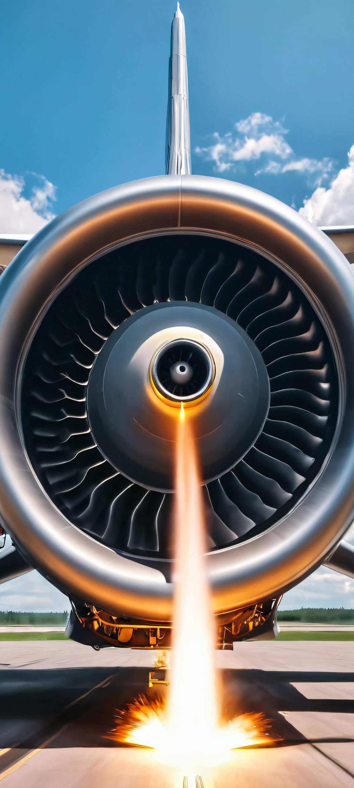 Industrial machinery wallpaper featuring a realistic jet engine. Perfect for iPhone and Android home screens.