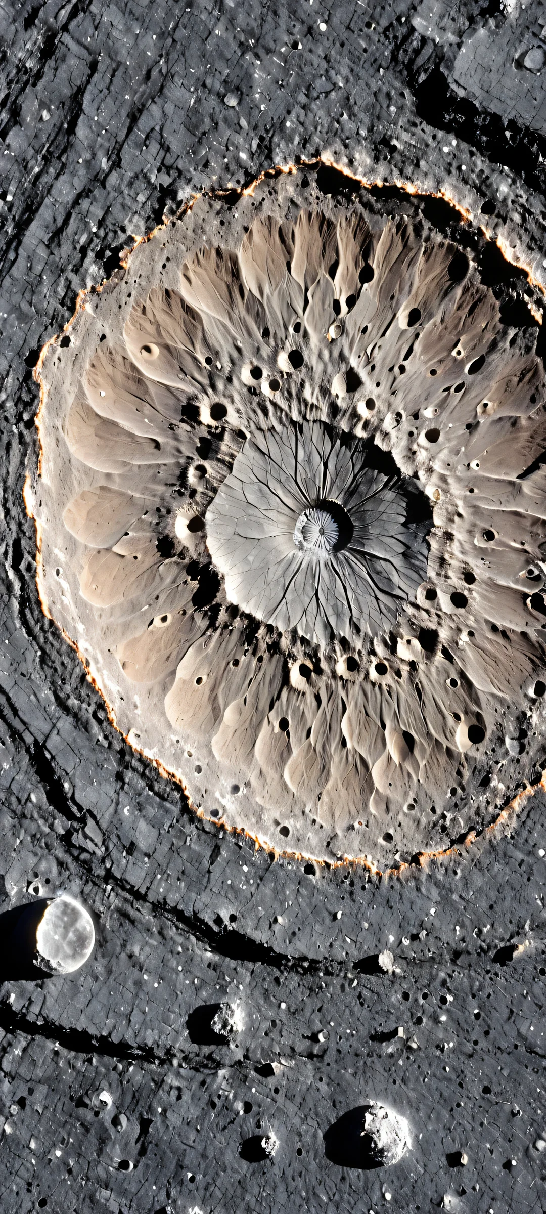 Moonlit Beauty 2K QHD Mobile Wallpaper A stunning vertical iPhone/Android wallpaper of Klaudia's majestic moon crater form, perfectly optimized for home screens.