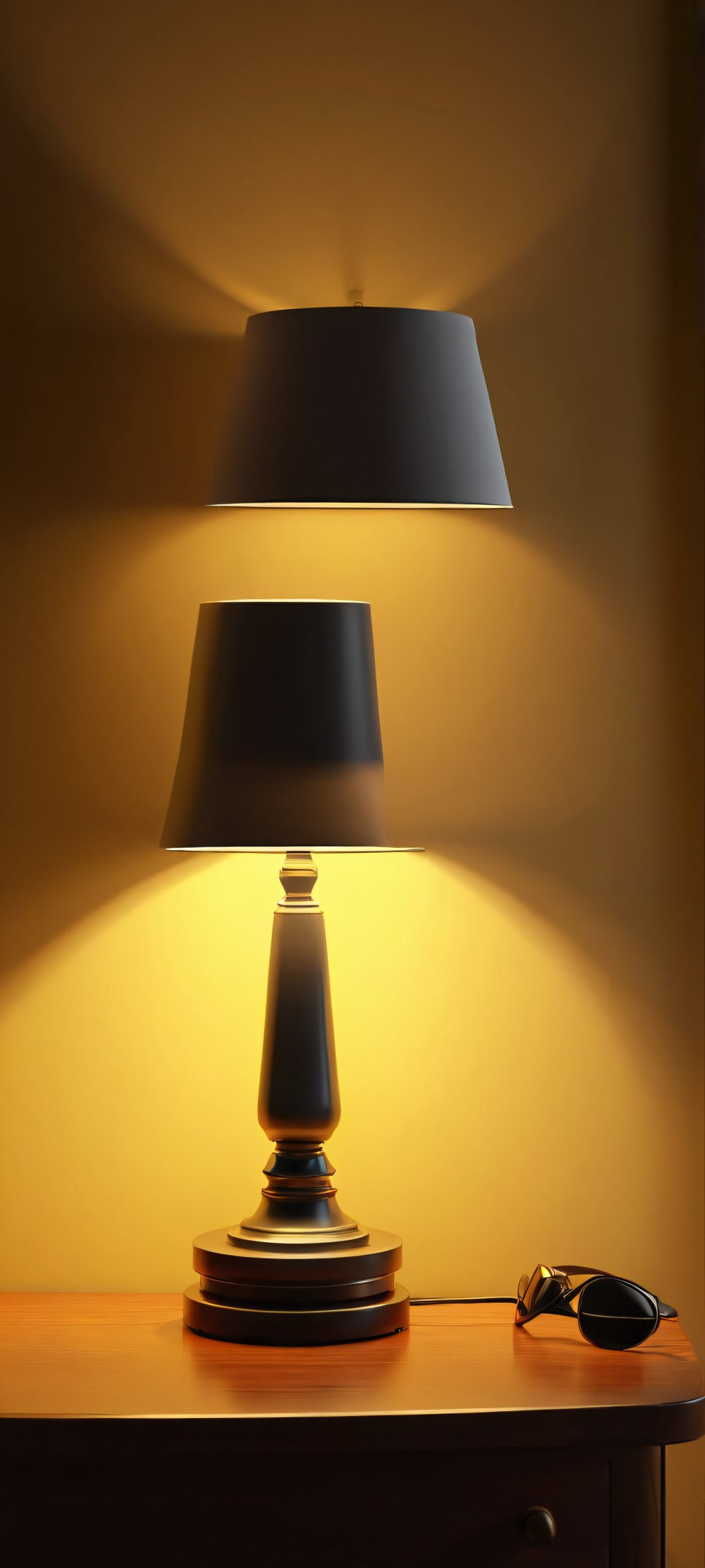 Shadows Unveiled 2K Phone Wallpaper A stunning vertical mobile phone wallpaper featuring a lamp and shadows in a dark room, perfectly optimized for iPhone, Samsung Galaxy, and Android home screens.
