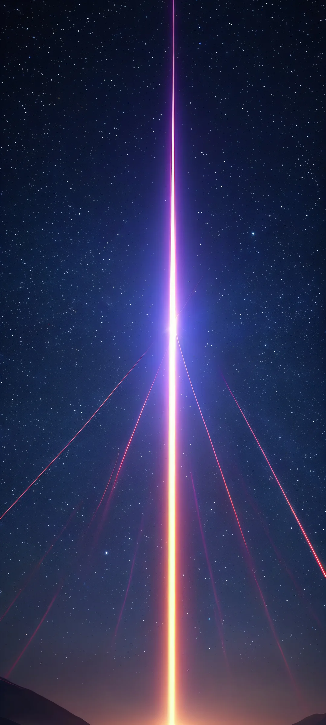 A stunning mobile wallpaper of laser beams against a dark sky, optimized for iPhone and Android devices.