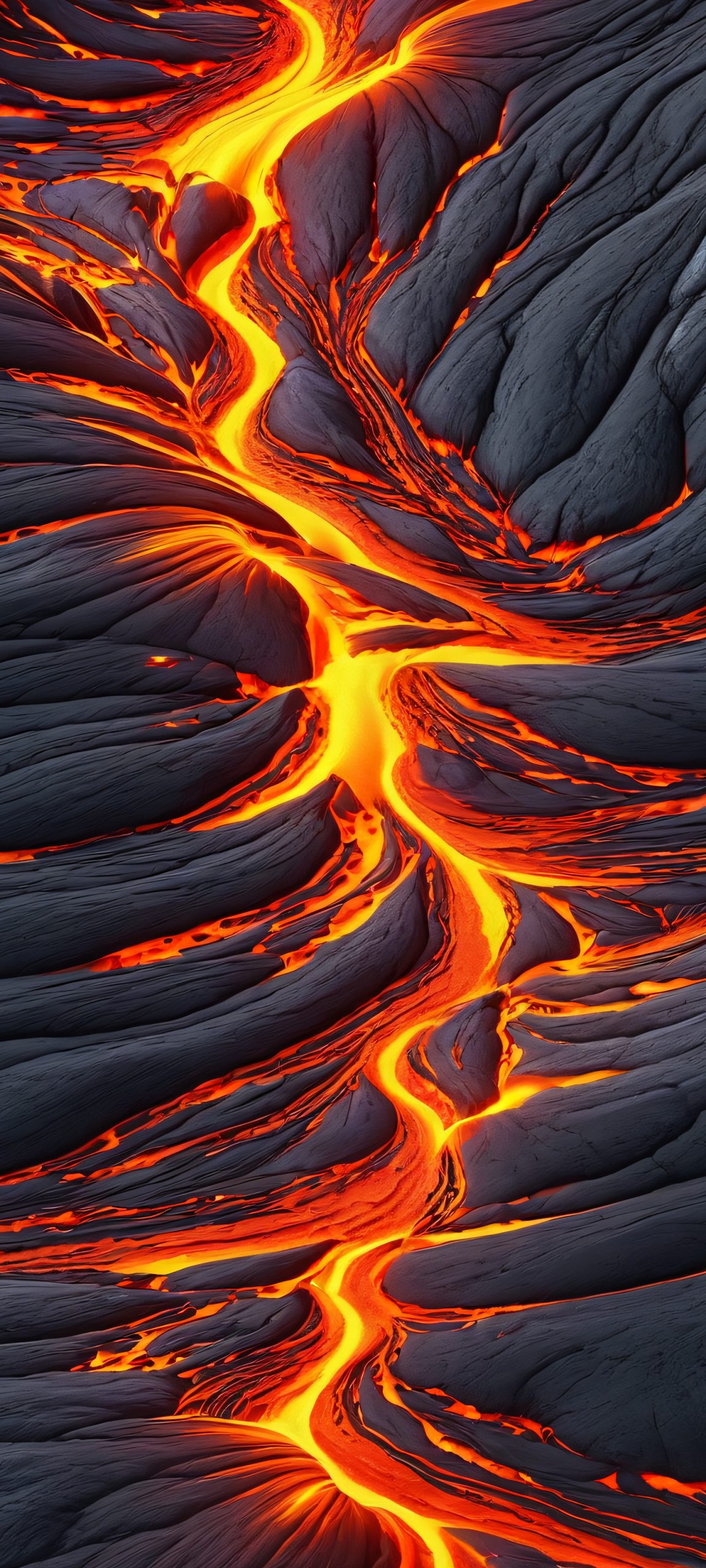 Breathtaking lava flow design featuring orange, red, and yellow hues, perfectly suited for your iPhone or Android home screen.