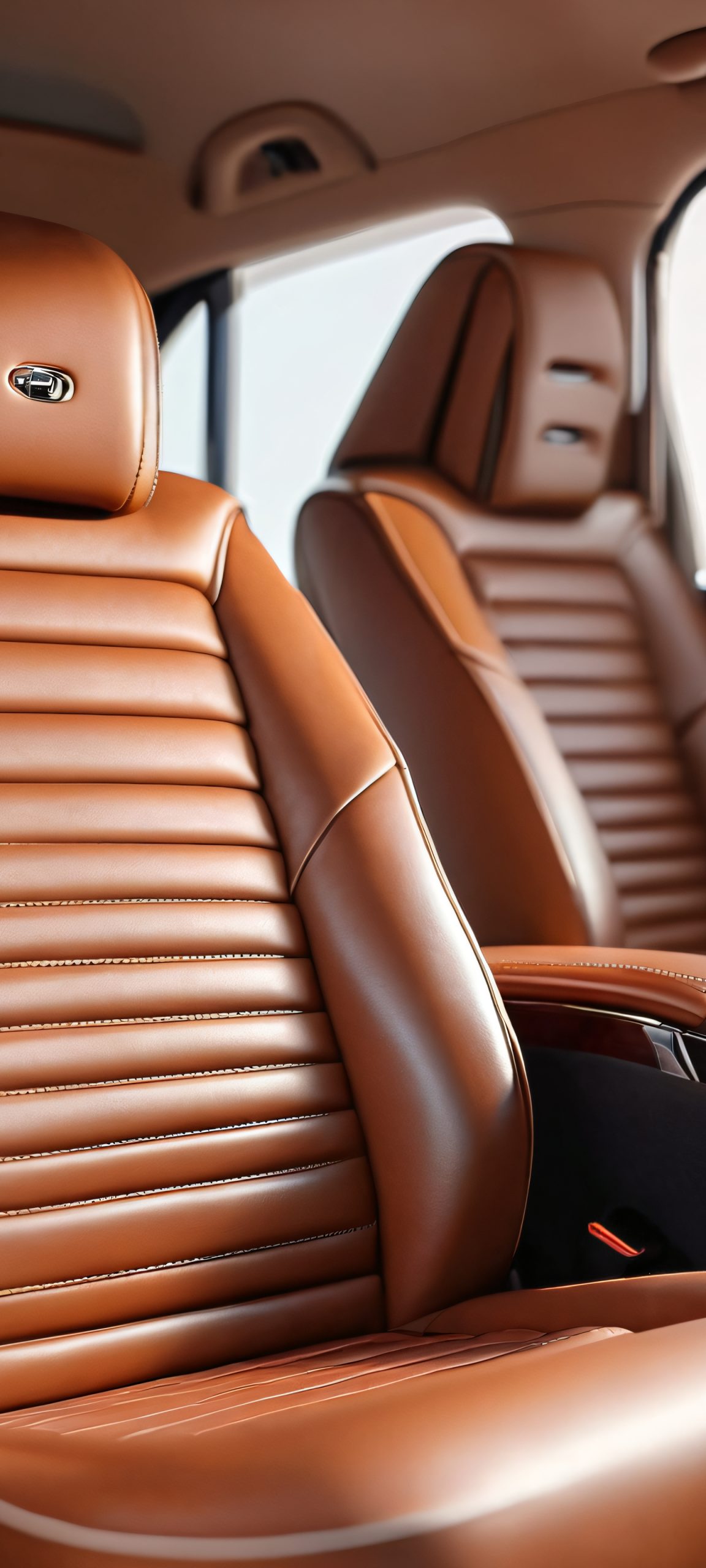 Leather Luxury QHD Smartphone Background Interior design inspiration for iPhone/Android devices - soft focus on luxurious leather seats