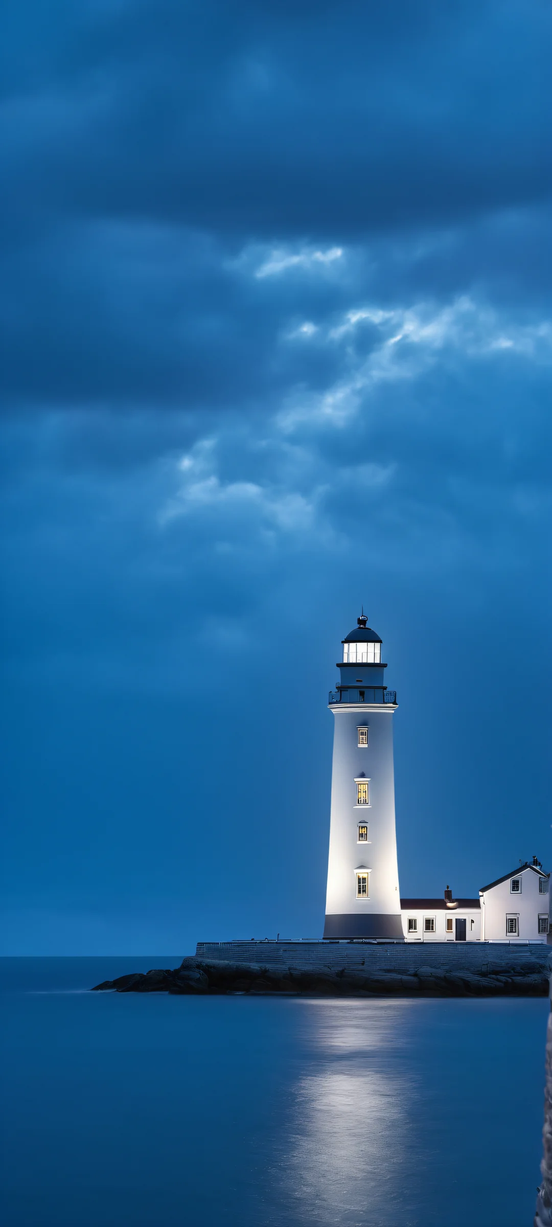 Lighthouse Oasis iPhone & Android Wallpaper A serene lighthouse scene for your iPhone/Android phone's home screen. Perfectly lit with a sense of calm.