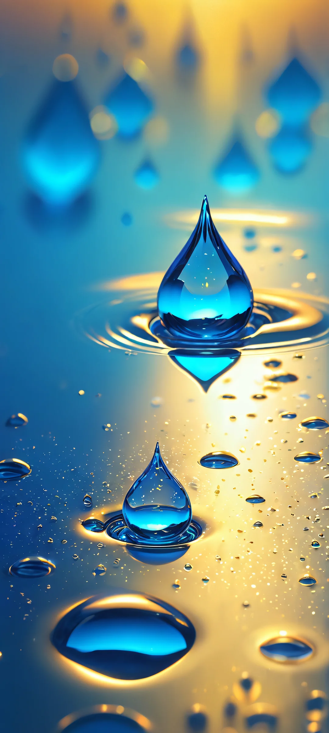 Breathtaking liquid drops valley concept art for iPhone/Android home screens