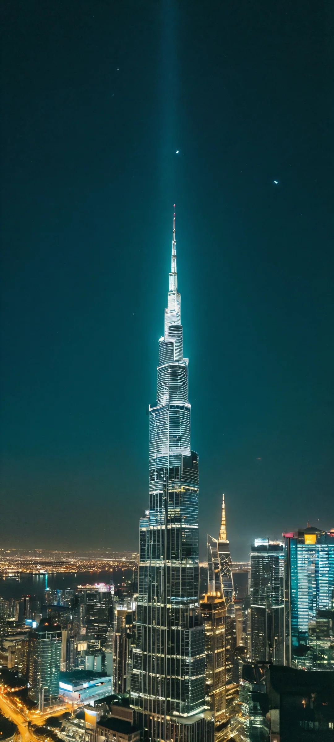 iPhone and Android mobile wallpaper featuring a stunning image of Lone Guardian under a moonlit city skyline. Perfectly optimized for your phone's home screen.