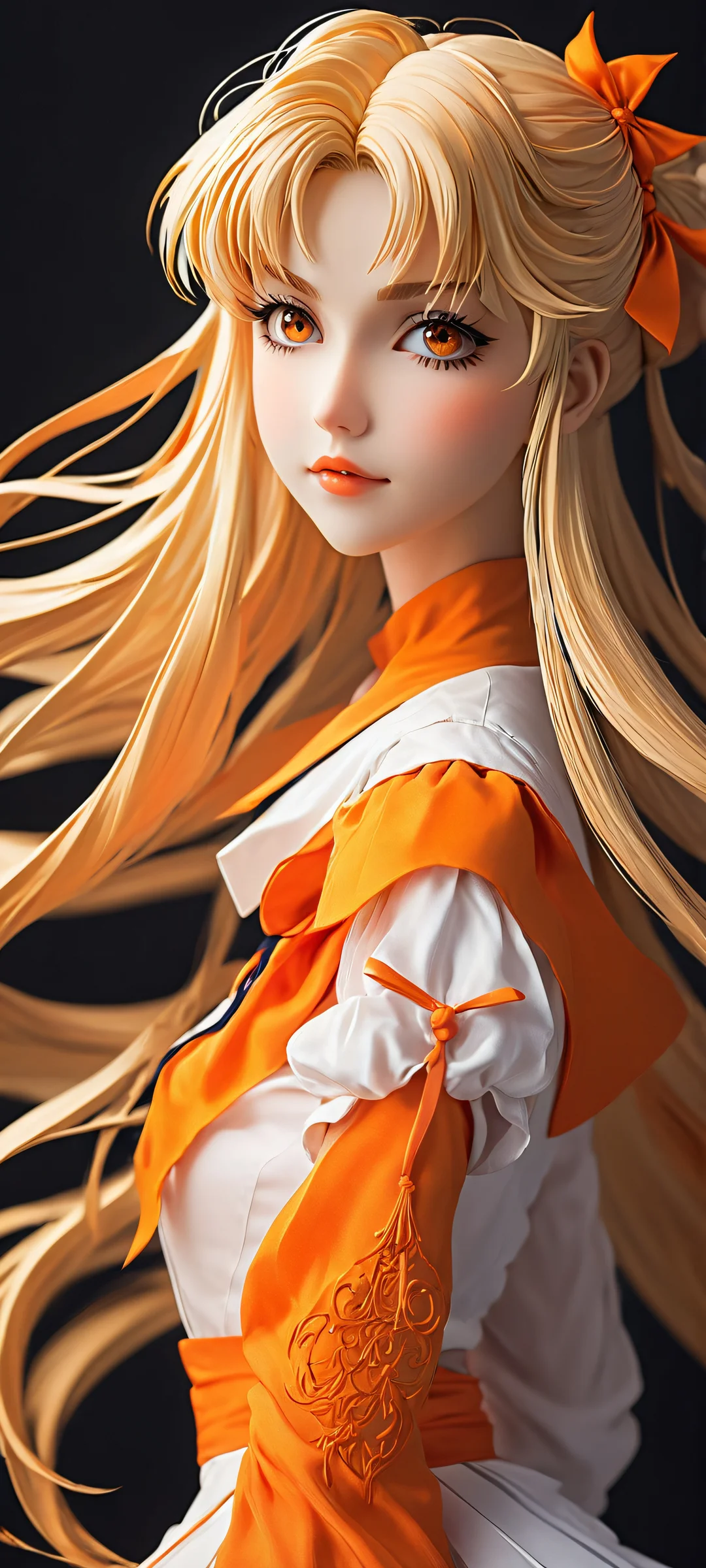 A stunning vertical mobile wallpaper of Lora Sailor Venus, featuring abstract 3D textured elements in dark and light colors. Perfect for iPhone/Android home screens.
