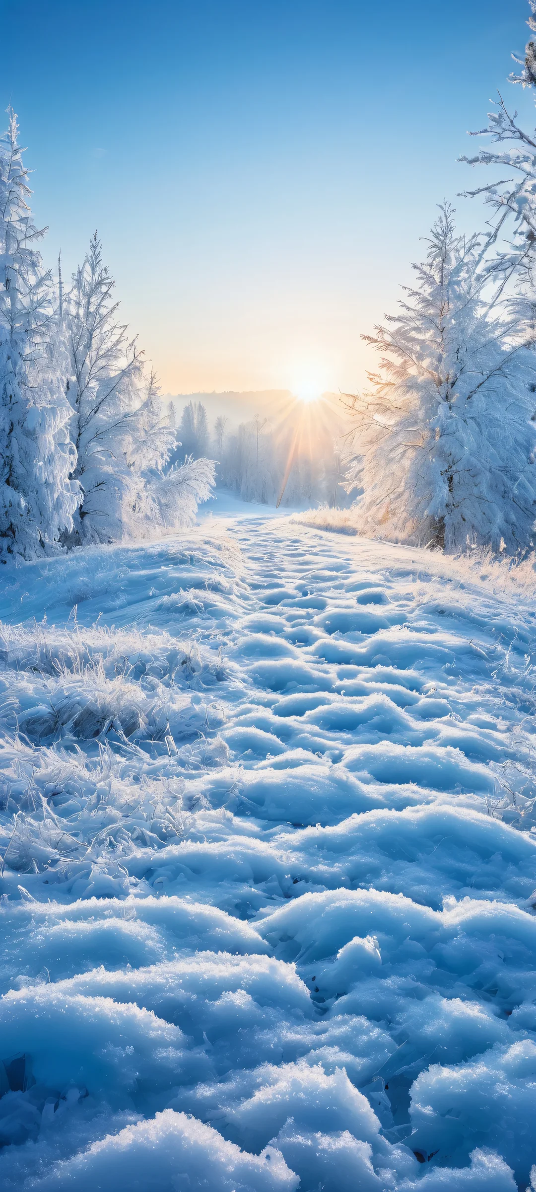 iPhone and Android user's delight - a stunning vertical wallpaper of Lora amidst a snowy field with glowing icy blues