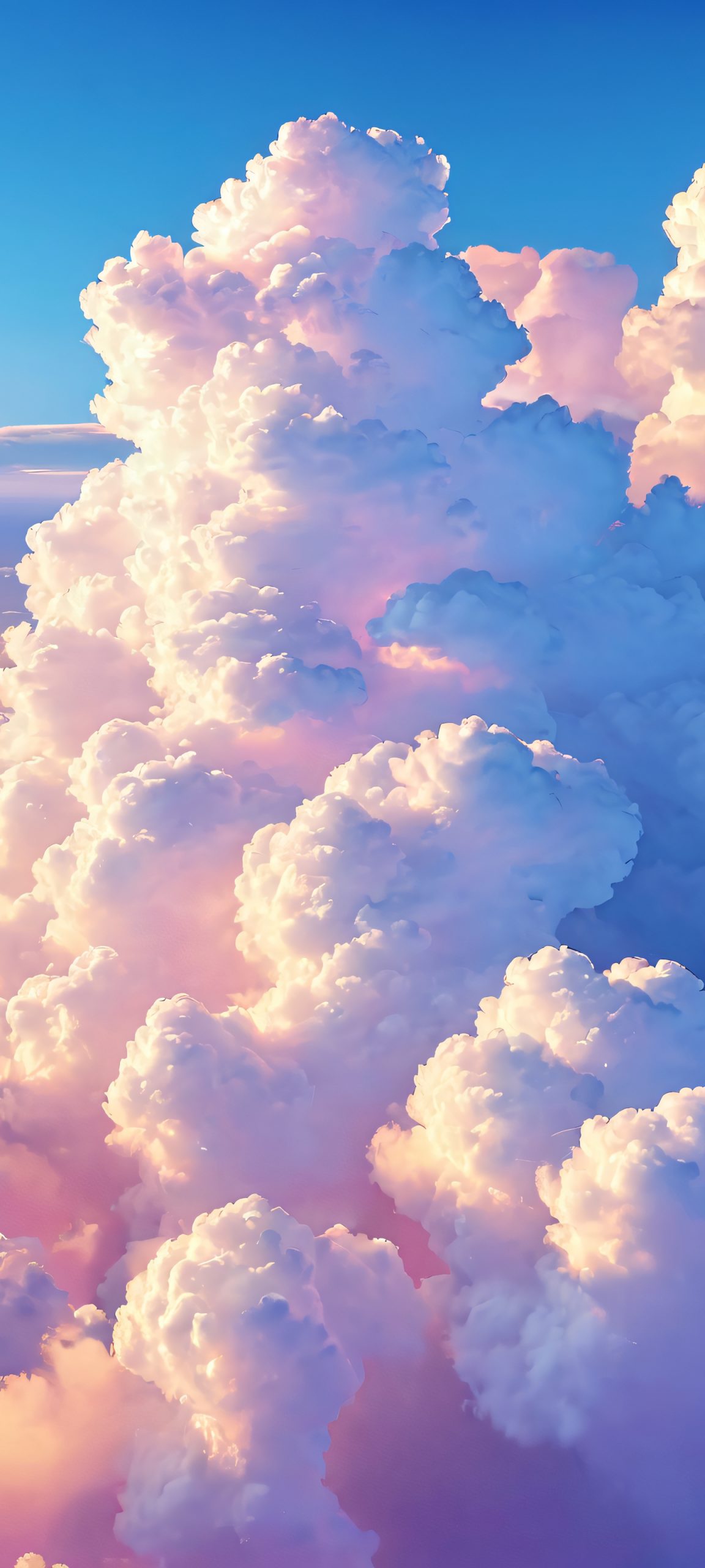 Luminous Cloudscapes QHD Smartphone Background Breathtaking aerial view of soft, pastel clouds on iPhone and Android devices