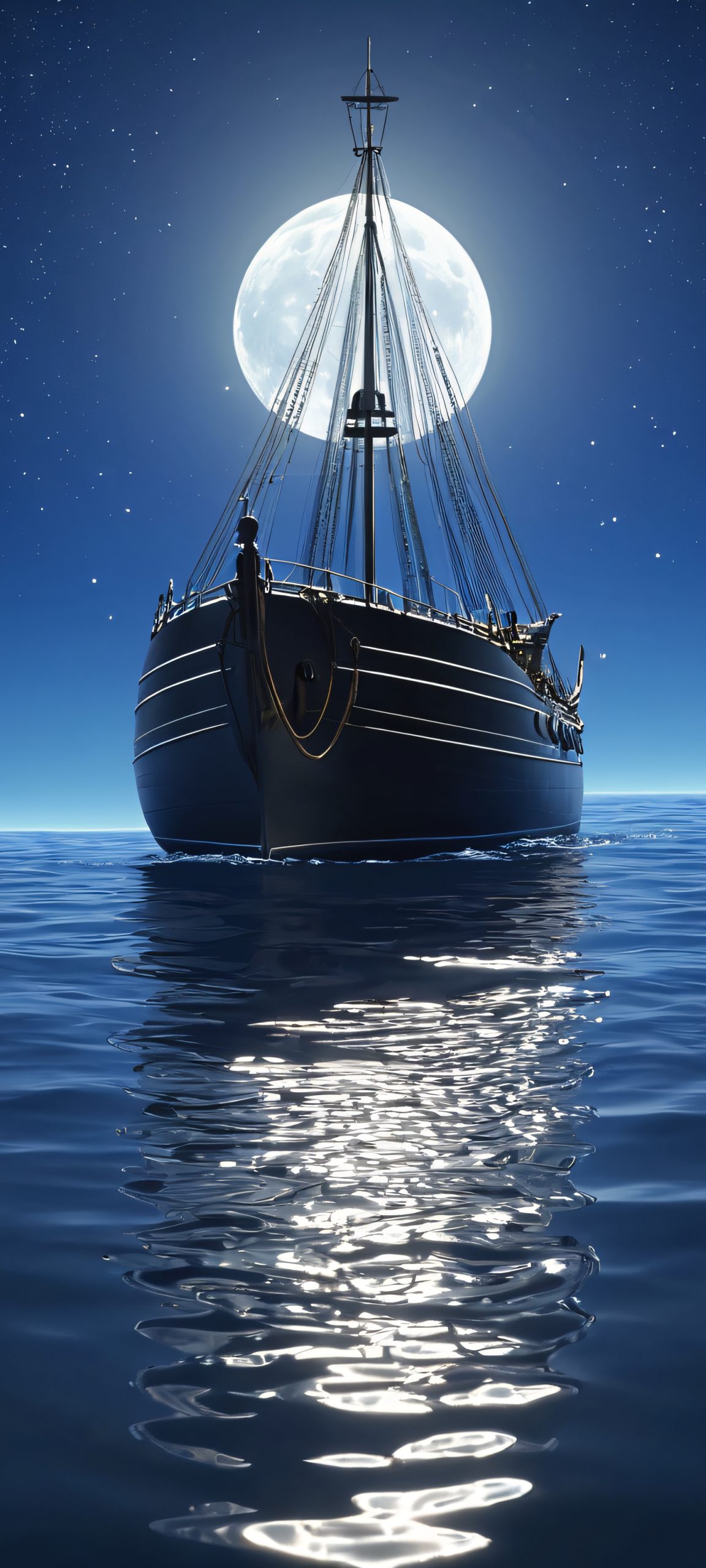A serene and majestic moment at the moonlit harbor, perfectly optimized for iPhone and Android home screens.