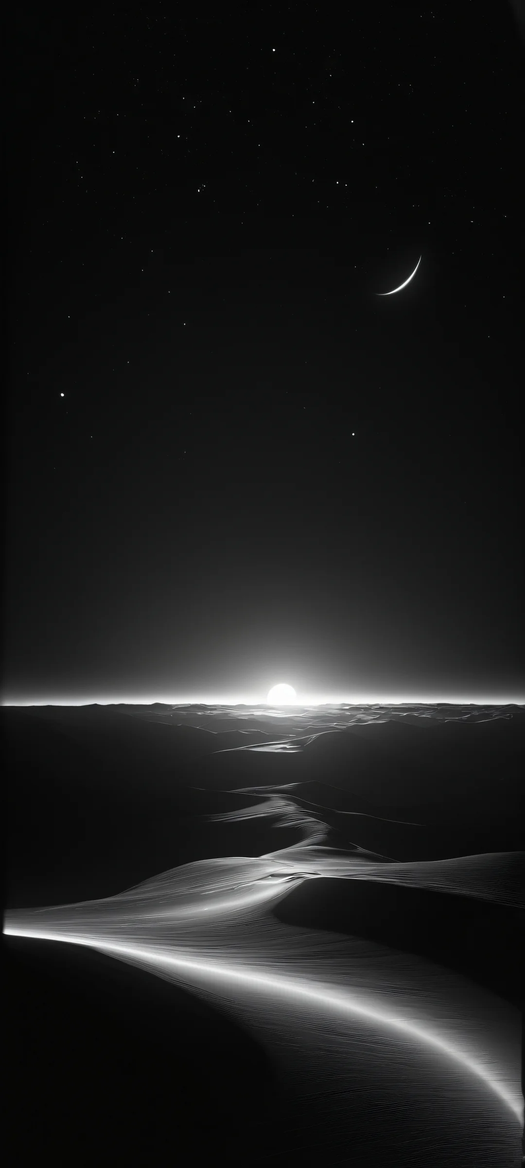 Darkness illuminated by luminous light on a black and white background, perfect for iPhone/Android home screen decoration.