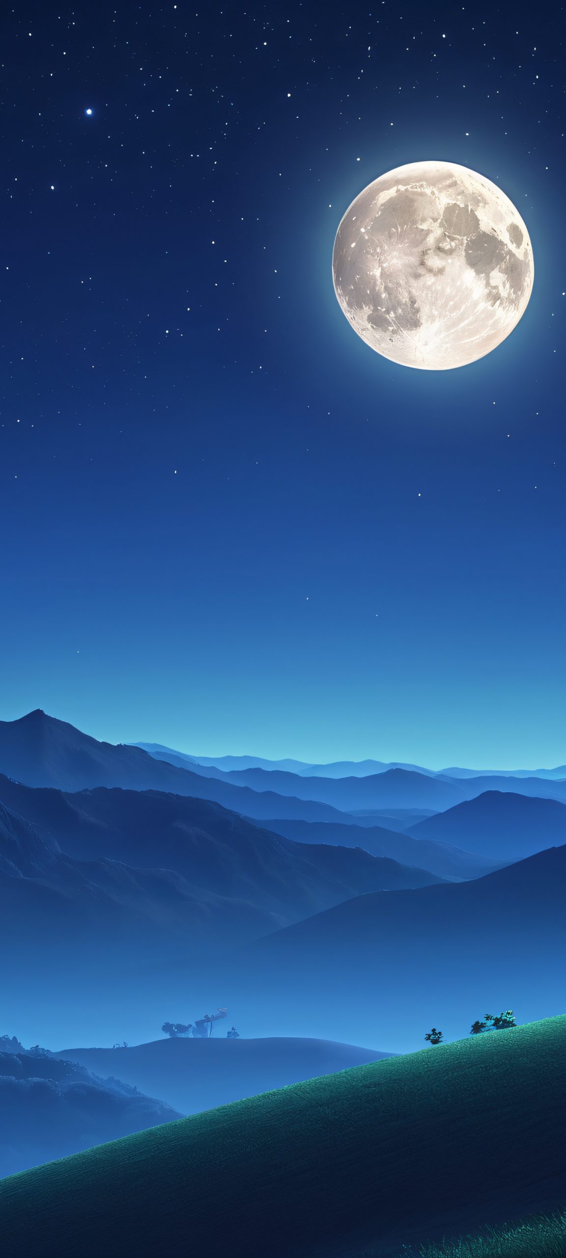 A stunning moonrise scene for your iPhone/Android, perfectly capturing the soft, silvery glow of the lunar surface.