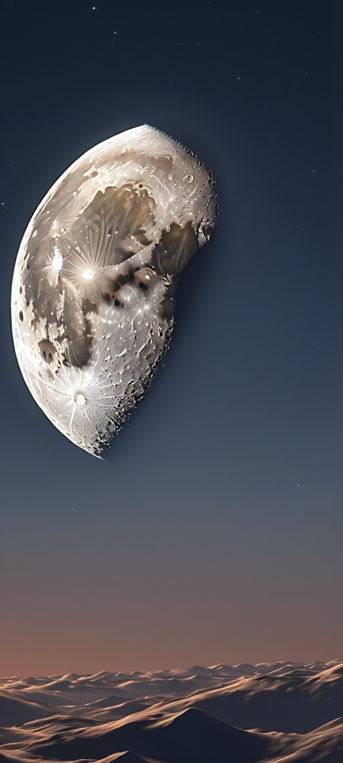 Luminous Moonrise 2K Mobile Background A stunning vertical mobile wallpaper of the moon at night, perfectly optimized for iPhone, Samsung Galaxy, and Android home screens.