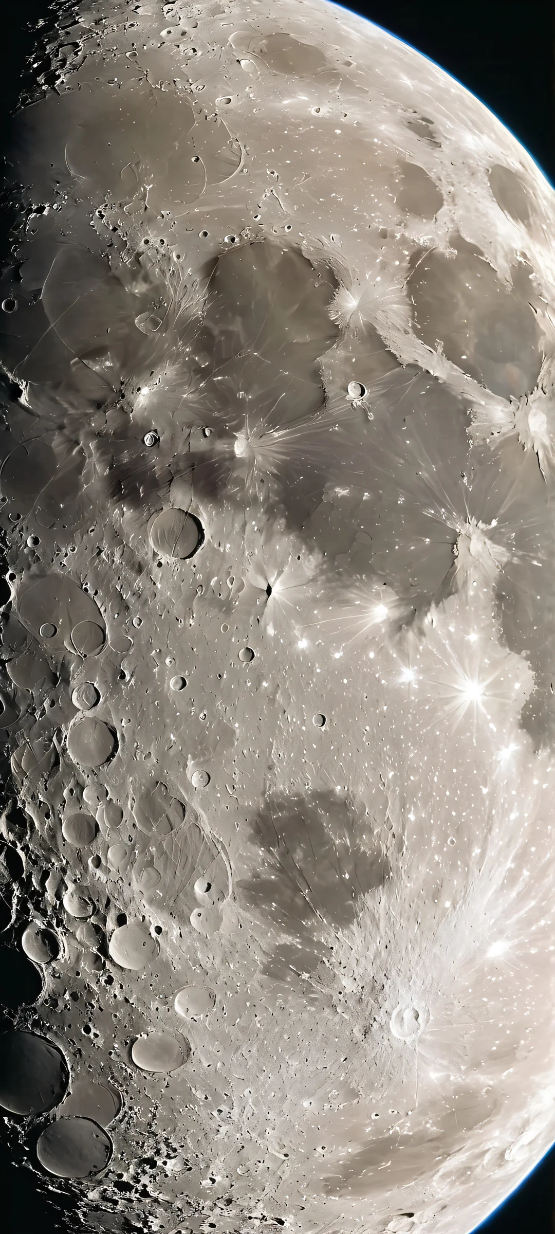 Lunar Serenity 2K Phone Wallpaper iPhone and Android mobile wallpaper featuring a realistic moon surface with soft shadows.