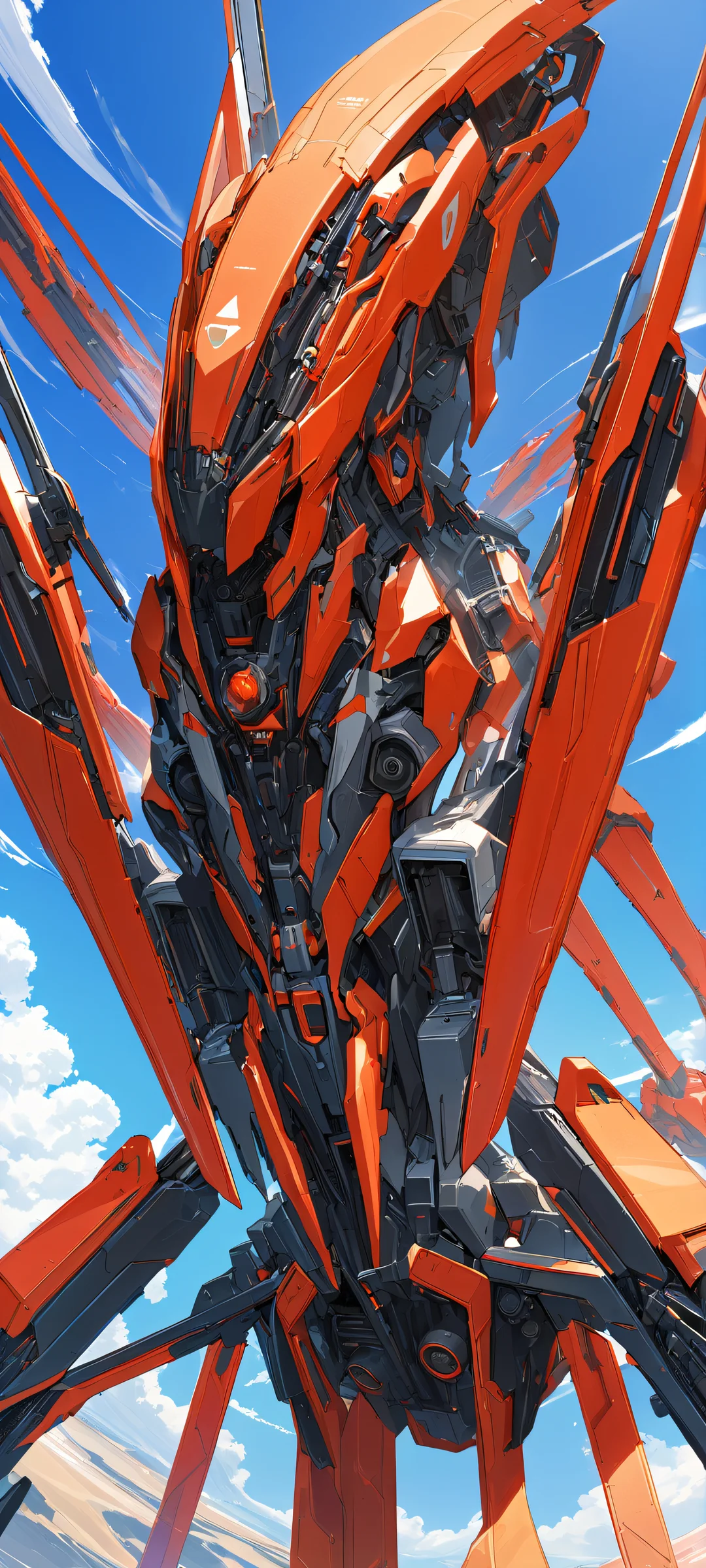 A stunning illustration of a machine soaring through the sky on an iPhone/Android device