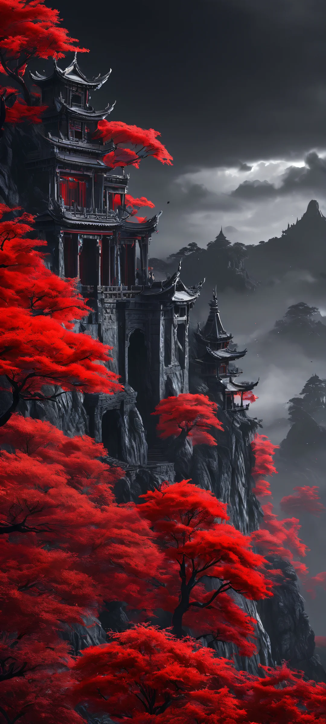 Epic fantasy artwork of Makima on a dark background, perfectly suitable for iPhone/Android home screens.