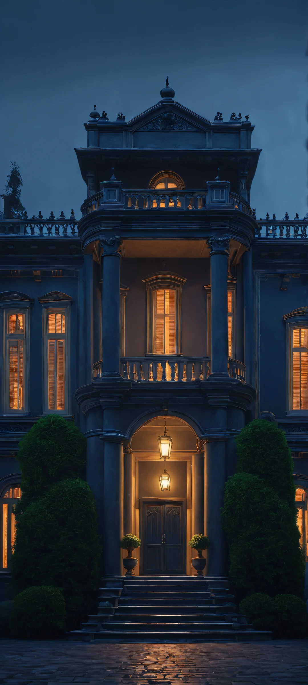 A dark and ominous mansion landscape for your iPhone or Android phone's home screen.