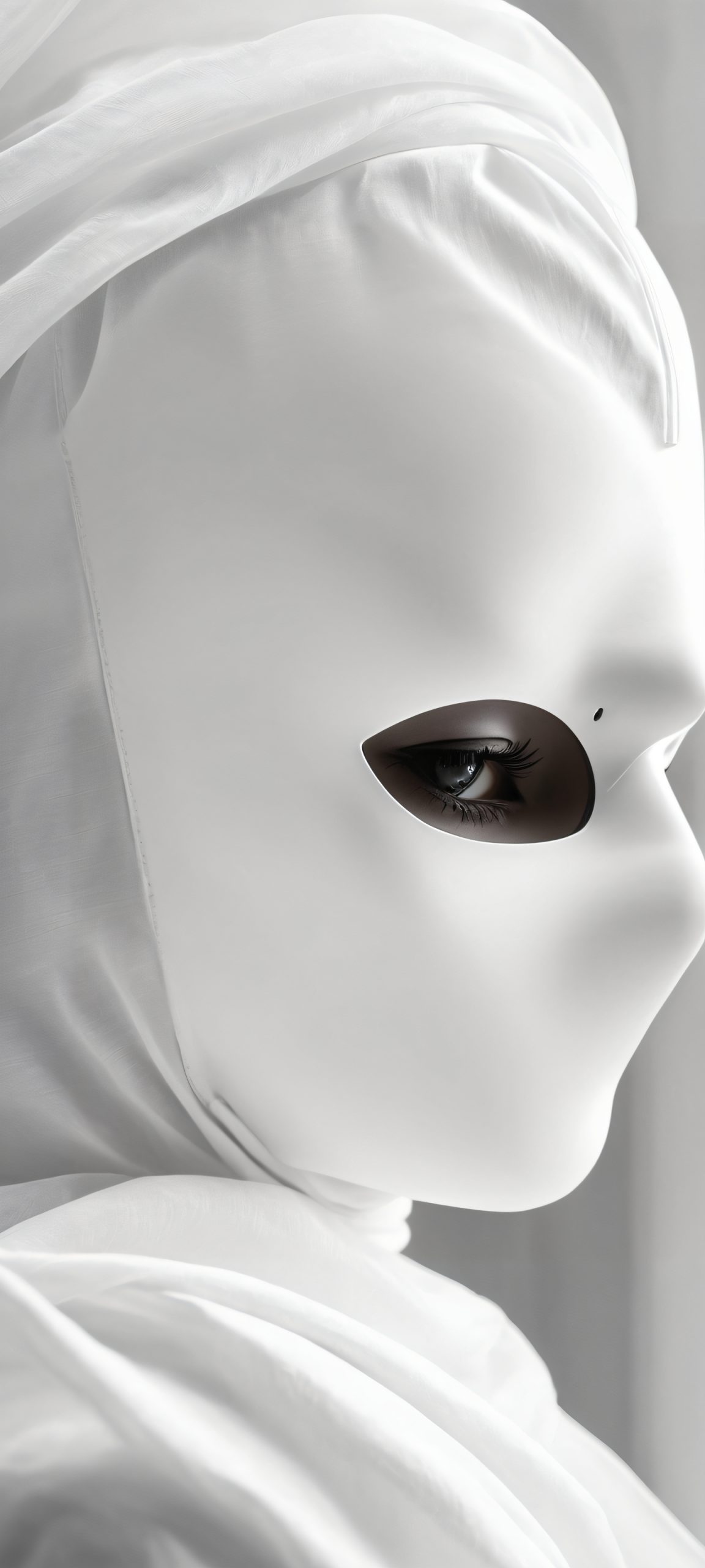 masked figure ethereal background masterpiece high key scaled