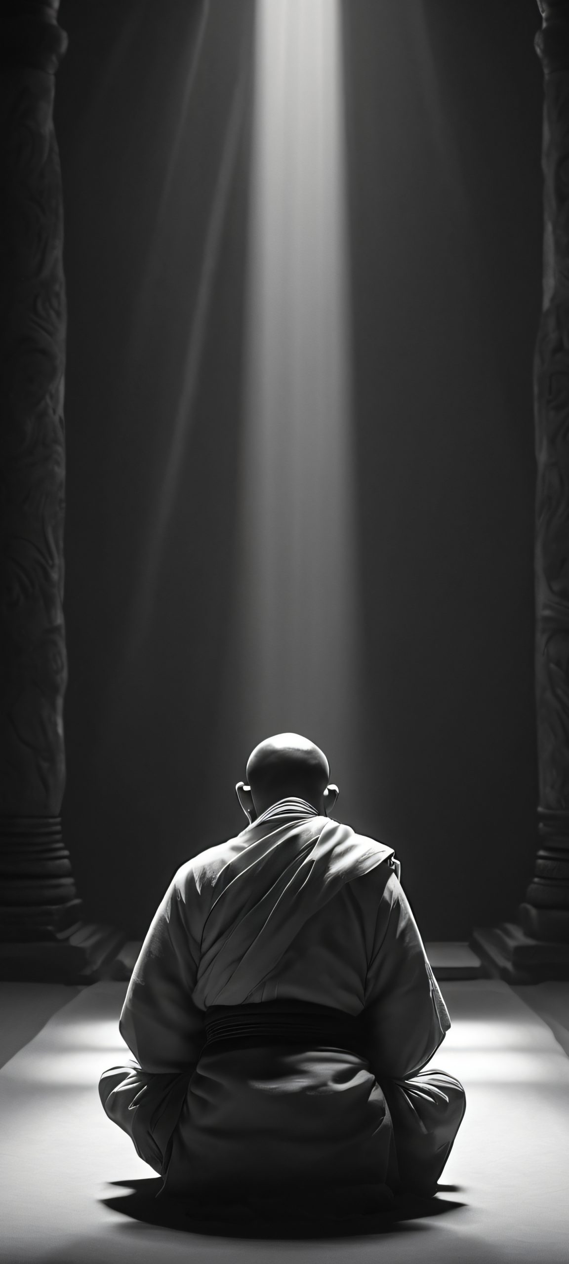 Meditative Monk Moment Aesthetic Phone Wallpaper A serene monk in contemplation, perfectly suited for iPhone and Android home screens.