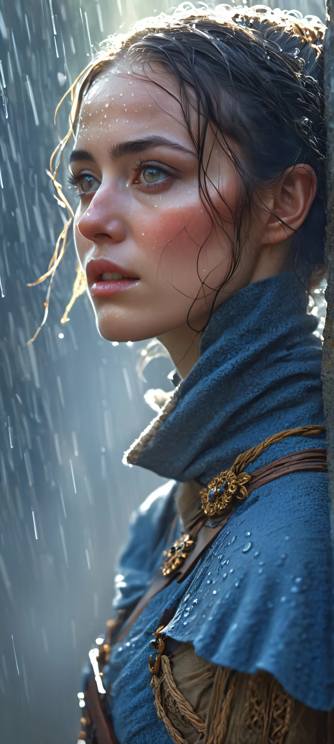 A melancholic masked heroine on a rainy night. Perfectly optimized for iPhone/Android home screens.