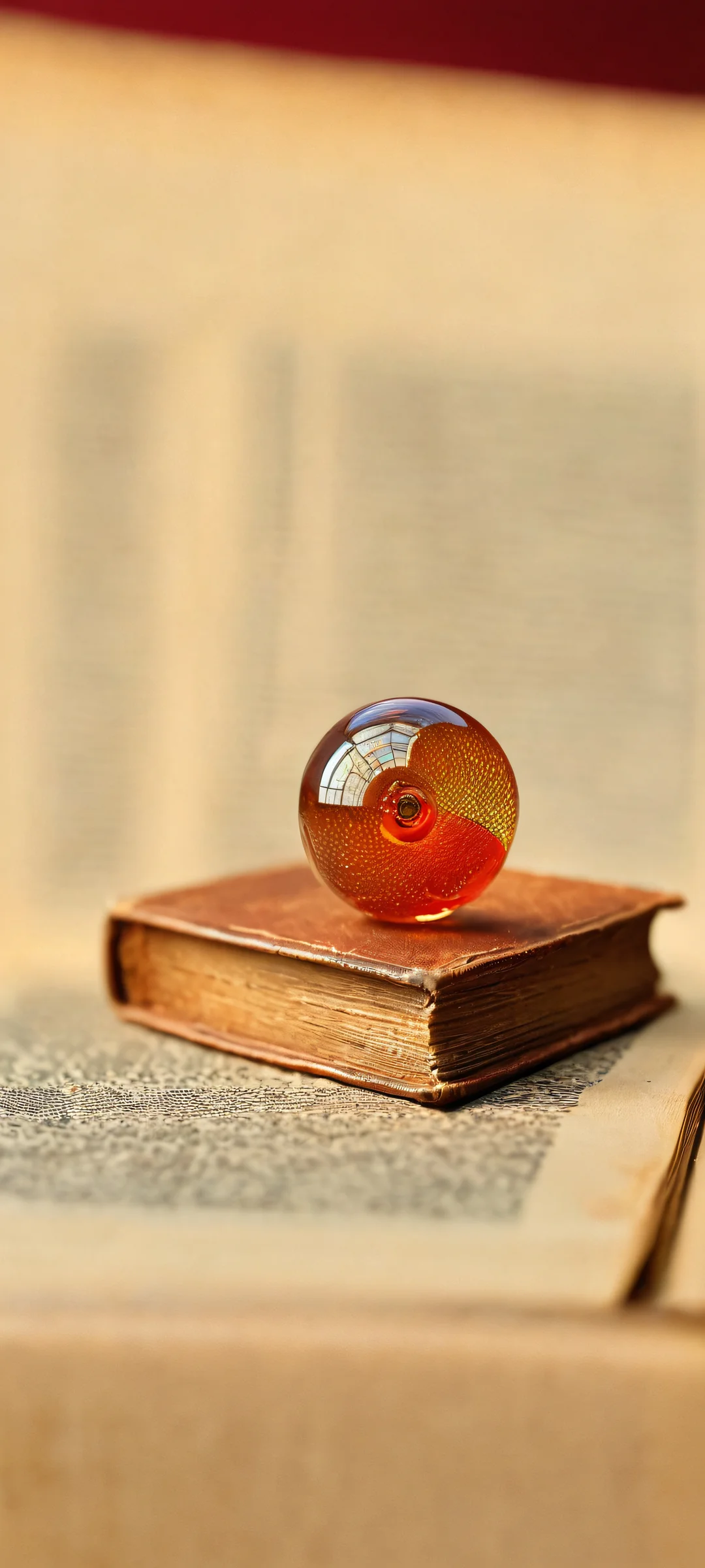 A stunning microscopic still-life image of an old book page, perfectly suited for iPhone and Android devices.