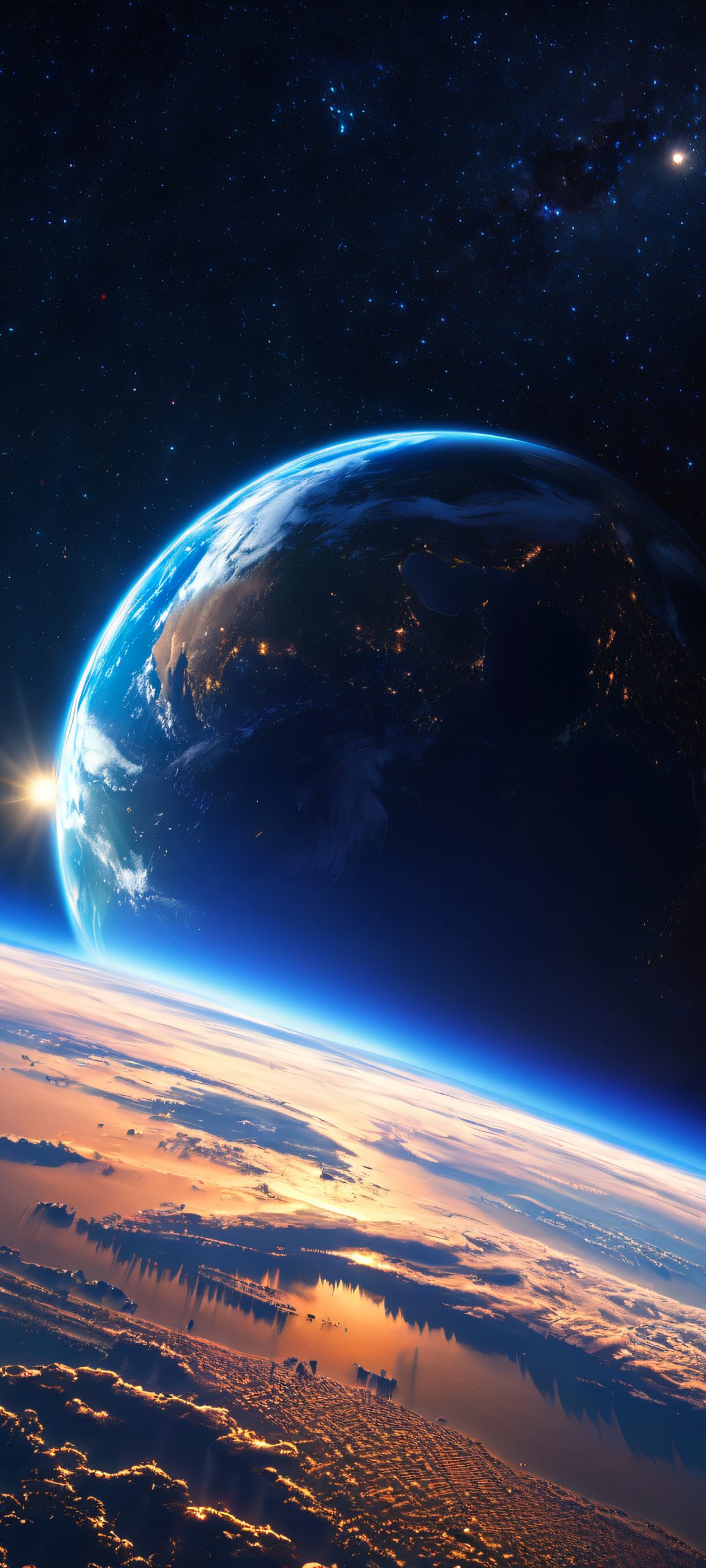 A stunning vertical iPhone/Android wallpaper of the Earth's aurora borealis at night, featuring vibrant #2F4F7F hues.