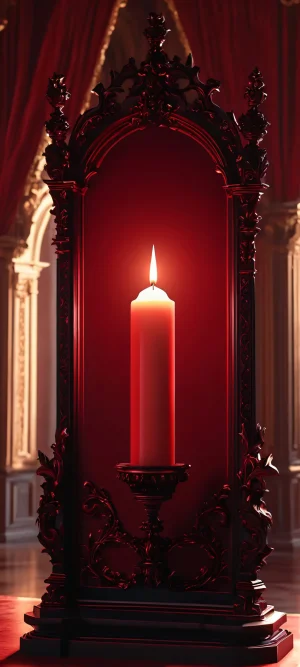 A stunning vampire lord silhouette against a candlelit Baroque castle backdrop, perfectly optimized for iPhone and Android devices.