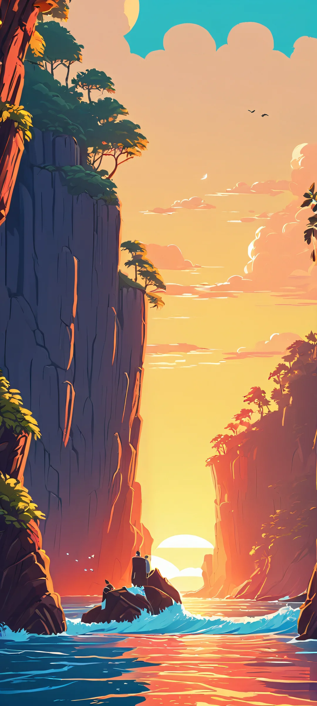 Midnight Masterpiece QHD Phone Background A stunning illustration of a bold, stylized design on iPhone/Android devices. Perfect for home screens.