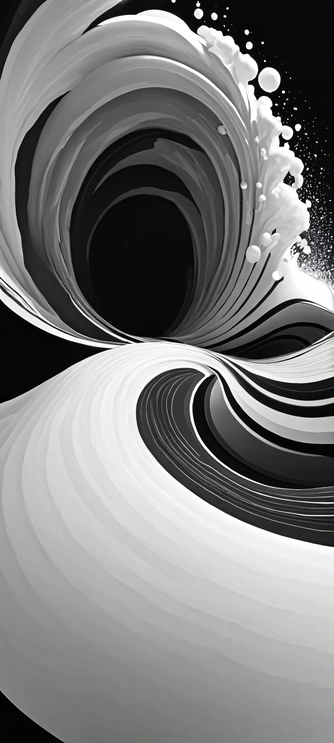 Beautiful Popwave artwork on a black and white iPhone or Android home screen.