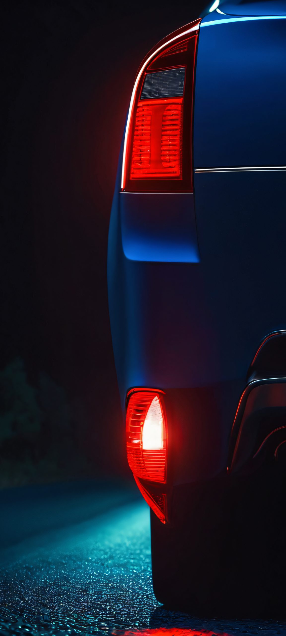 Midnight Pursuit 2K QHD Home Screen A stunning night scene featuring a tail light on a dark road, perfectly optimized for iPhone and Android home screens