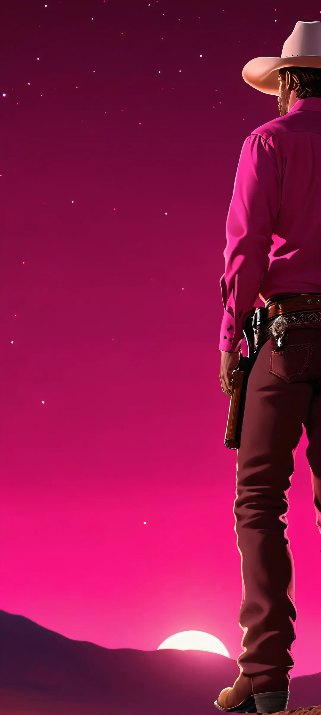 A stunning cowboy against a starry night sky, perfect for iPhone or Android home screens.