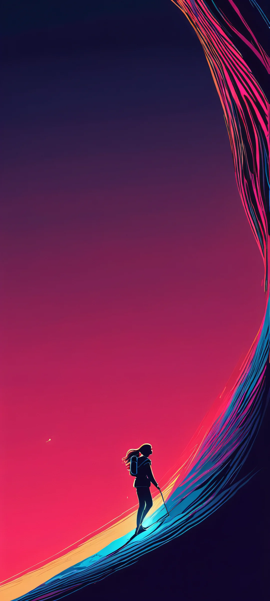 Midnight Whispers 2K QHD Home Screen A mysterious and atmospheric landscape featuring bold lines and high contrast colors, perfectly optimized for iPhone and Android devices.