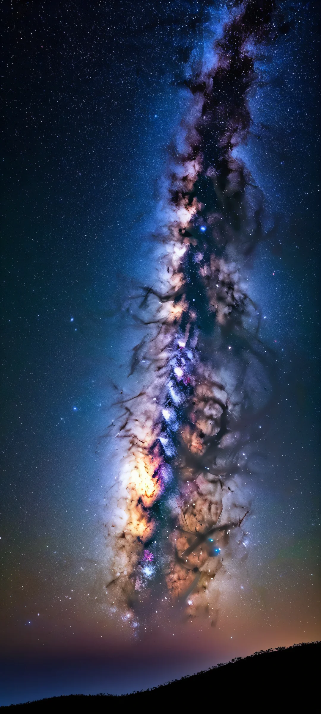 A stunning Milky Way Galaxy wallpaper in dark sky silhouette, perfectly optimized for iPhone and Android devices.