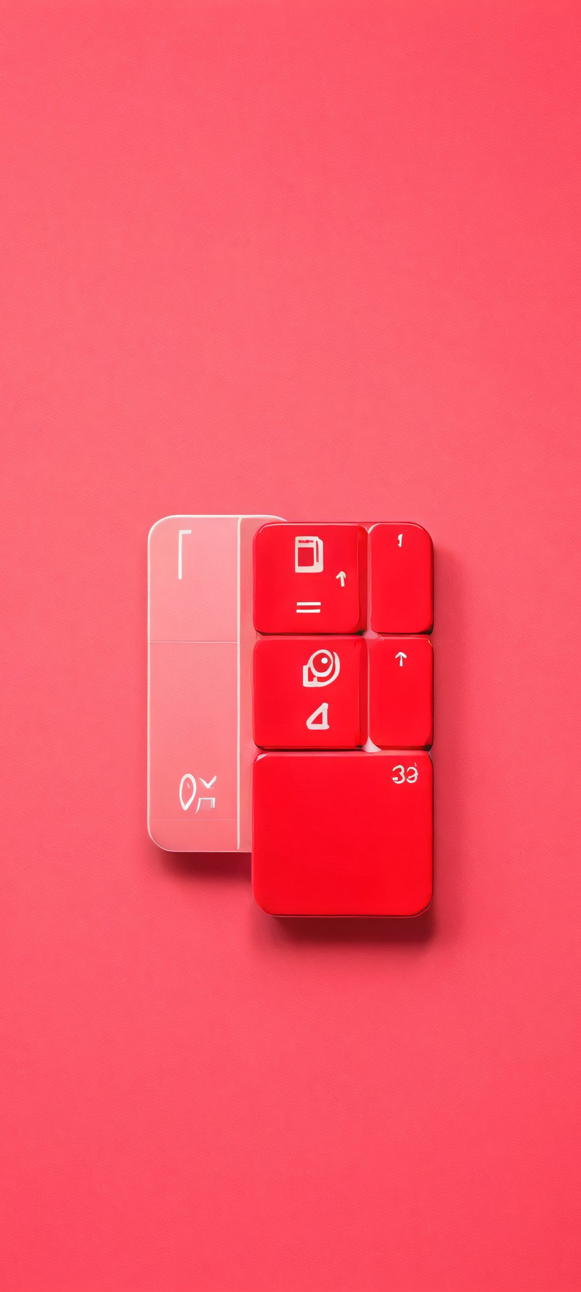 Minimalist keyboard design on a soft pastel red background, perfect for iPhone and Android home screens