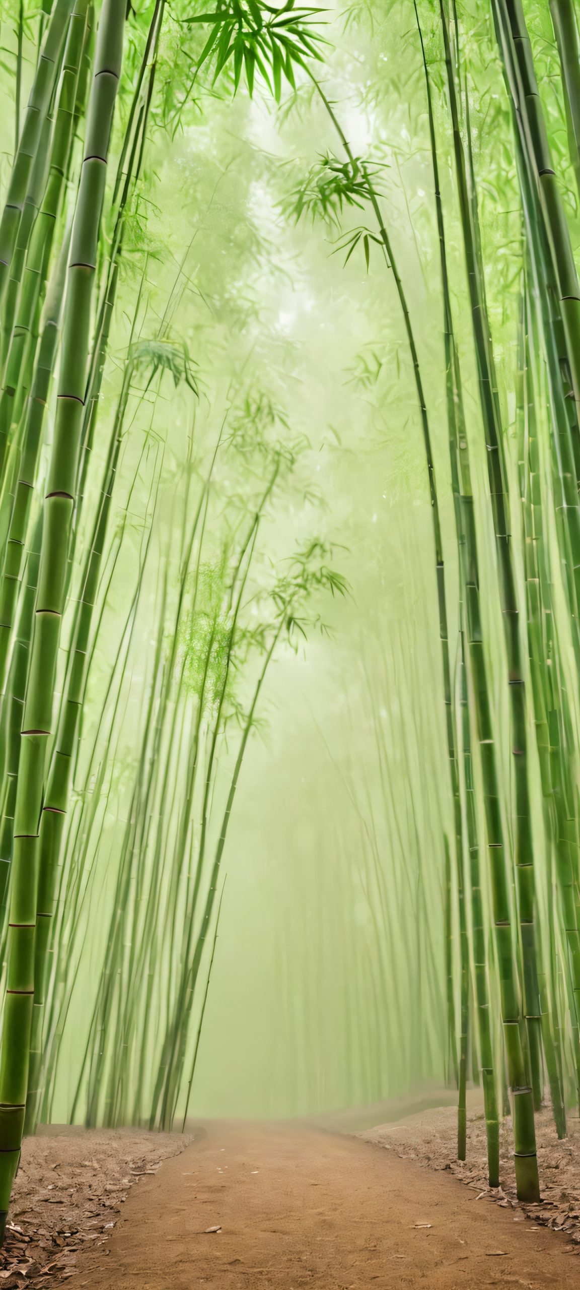 iPhone and Android users, immerse yourself in the serene atmosphere of a misty bamboo forest, perfectly optimized for your mobile device's home screen