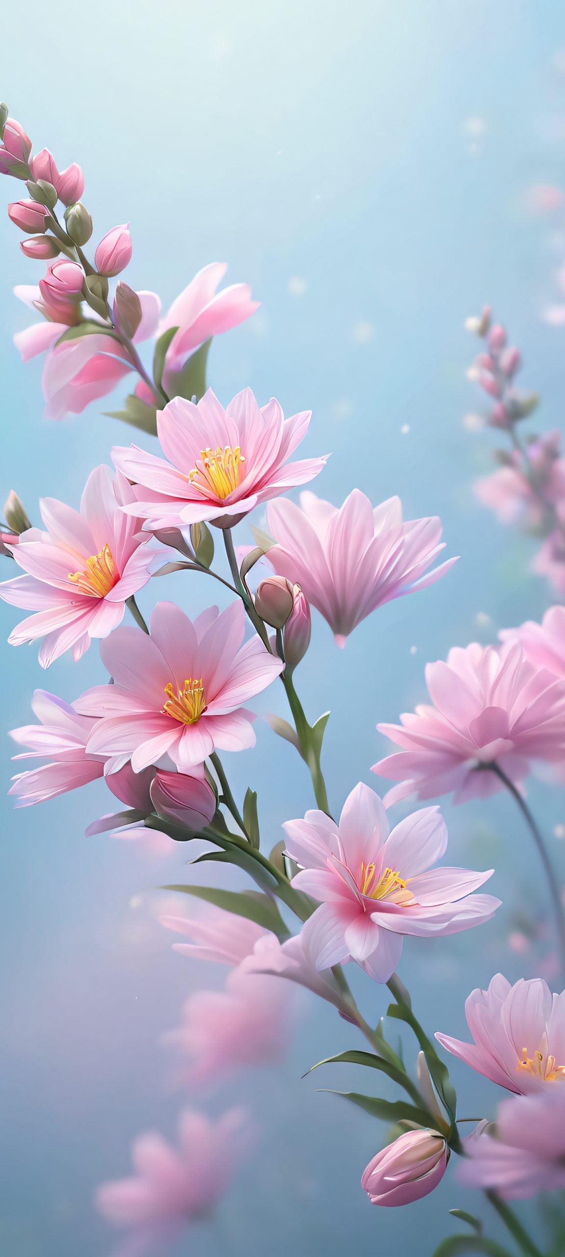 iPhone and Android wallpaper featuring misty garden blooms, perfectly optimized for mobile home screens